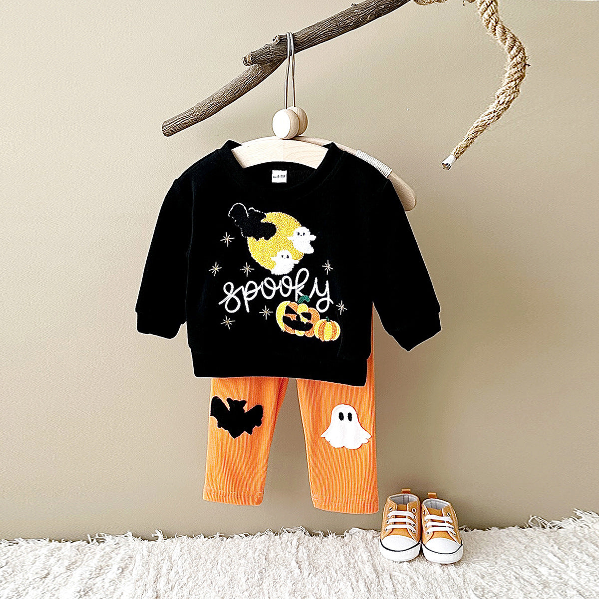 Pumpkin Ghost Bat Long Sleeve Top Set