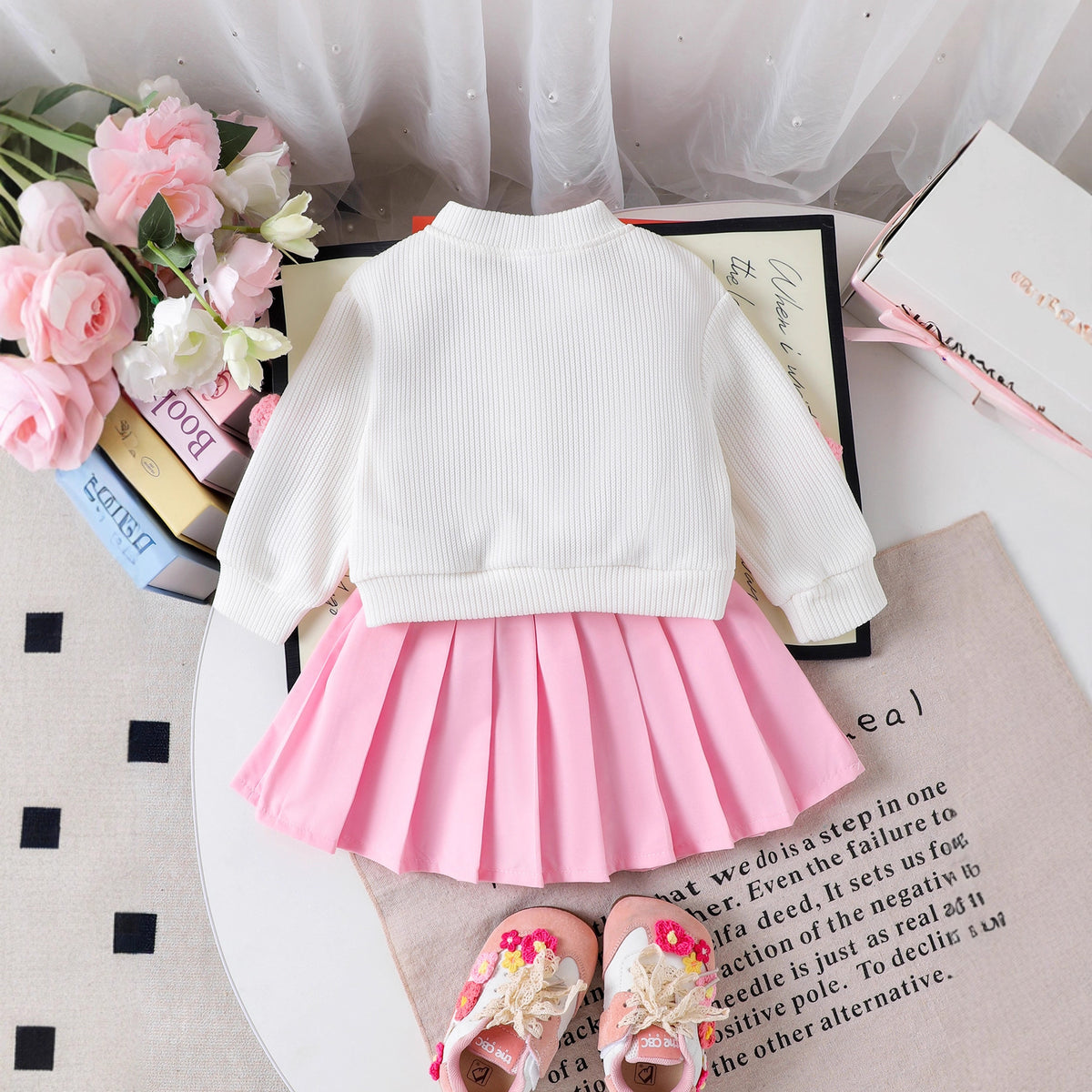Bethany bow knit skirt set