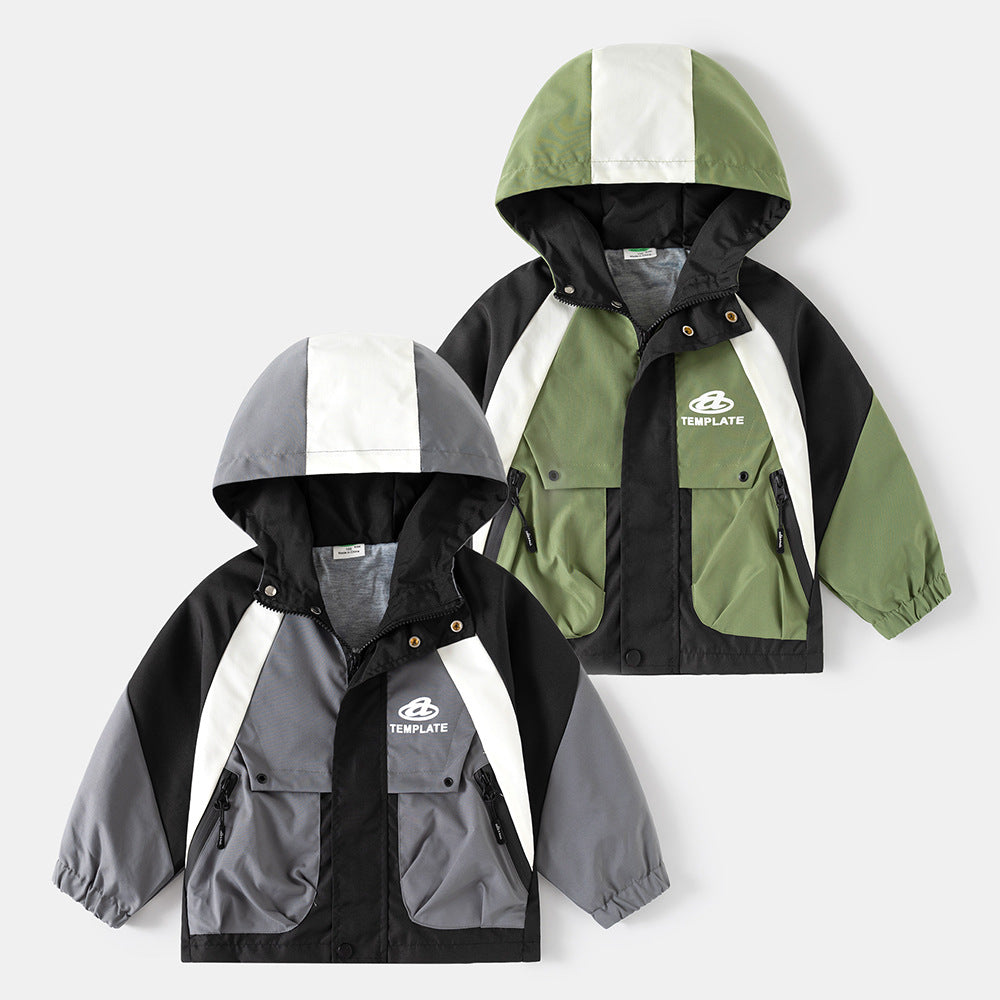 Boy's Children's Windbreaker Jacket for Autumn, Mid to Large Kids