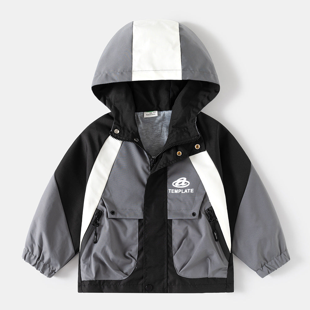 Boy's Children's Windbreaker Jacket for Autumn, Mid to Large Kids