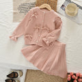 Children's Sweater Set with Bow Cardigan and Short Skirt Two-Piece Outfit for Girls