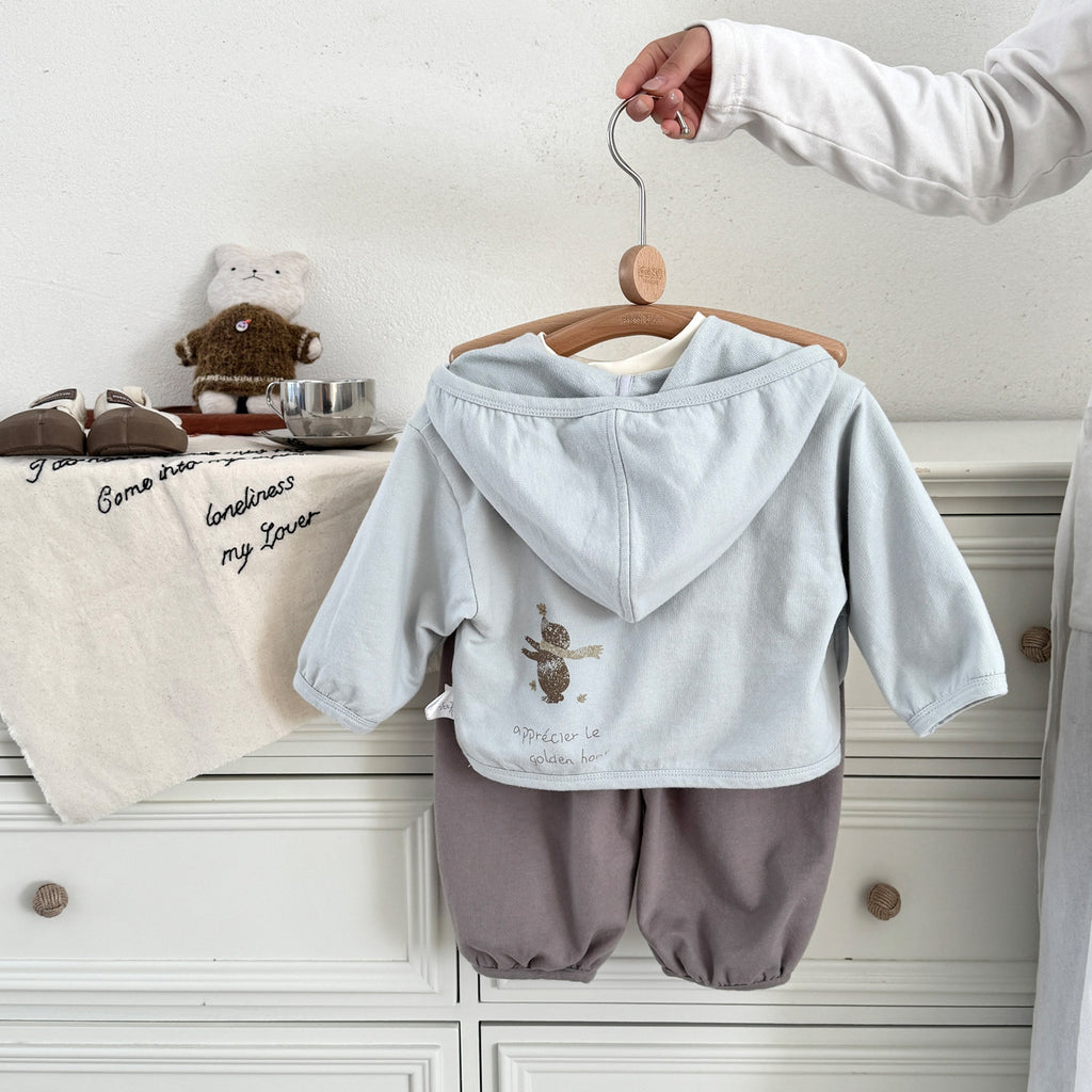 Boy's Set A-Class Baby Autumn Wear New Style Infant Outerwear Pants 3-Piece Clothing Kids Outfit