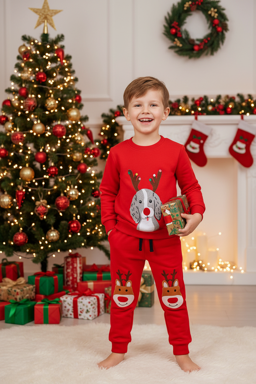 Dog & Reindeer Round Neck Set