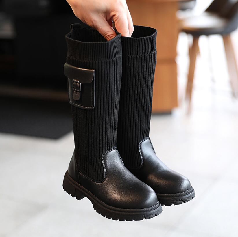 Children Long Boots Girls Knee Fashion Children Socks Snow Boots Autumn Winter Princess Girls Sport Shoes Child Sneakers
