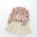 Cute Knit Cardigan and Short Skirt Two-Piece Set for Girls