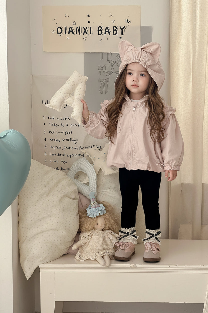 Cute Spring New Baby Girl Butterfly Knot Hoodie Outwear Set, Stylish Cardigan and Leggings Two-Piece Set