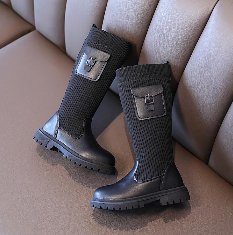 Children Long Boots Girls Knee Fashion Children Socks Snow Boots Autumn Winter Princess Girls Sport Shoes Child Sneakers