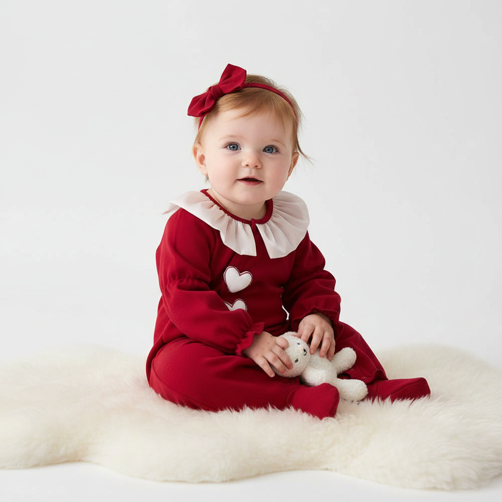 Spring New Baby Girl Love Heart Lace Collar Romper, Stylish Patchwork Onesie for Newborns, Long Sleeve Crawler