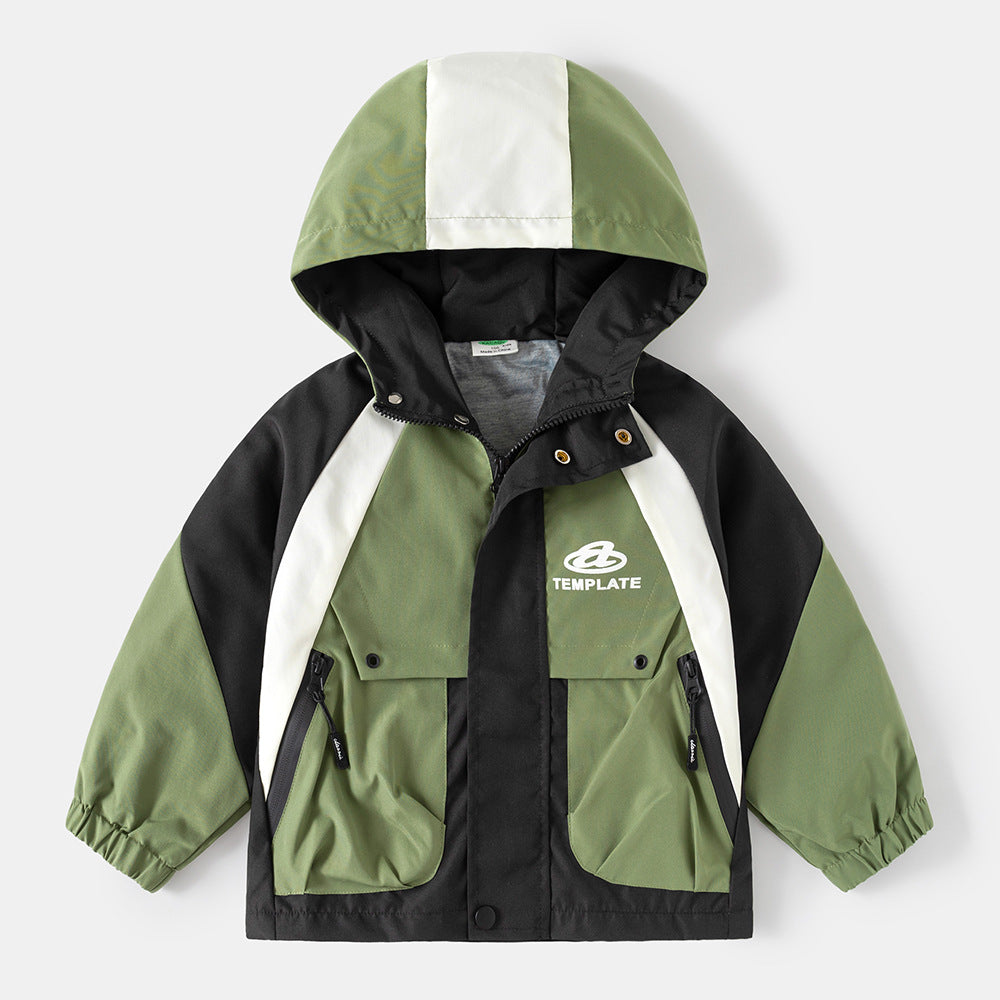 Boy's Children's Windbreaker Jacket for Autumn, Mid to Large Kids