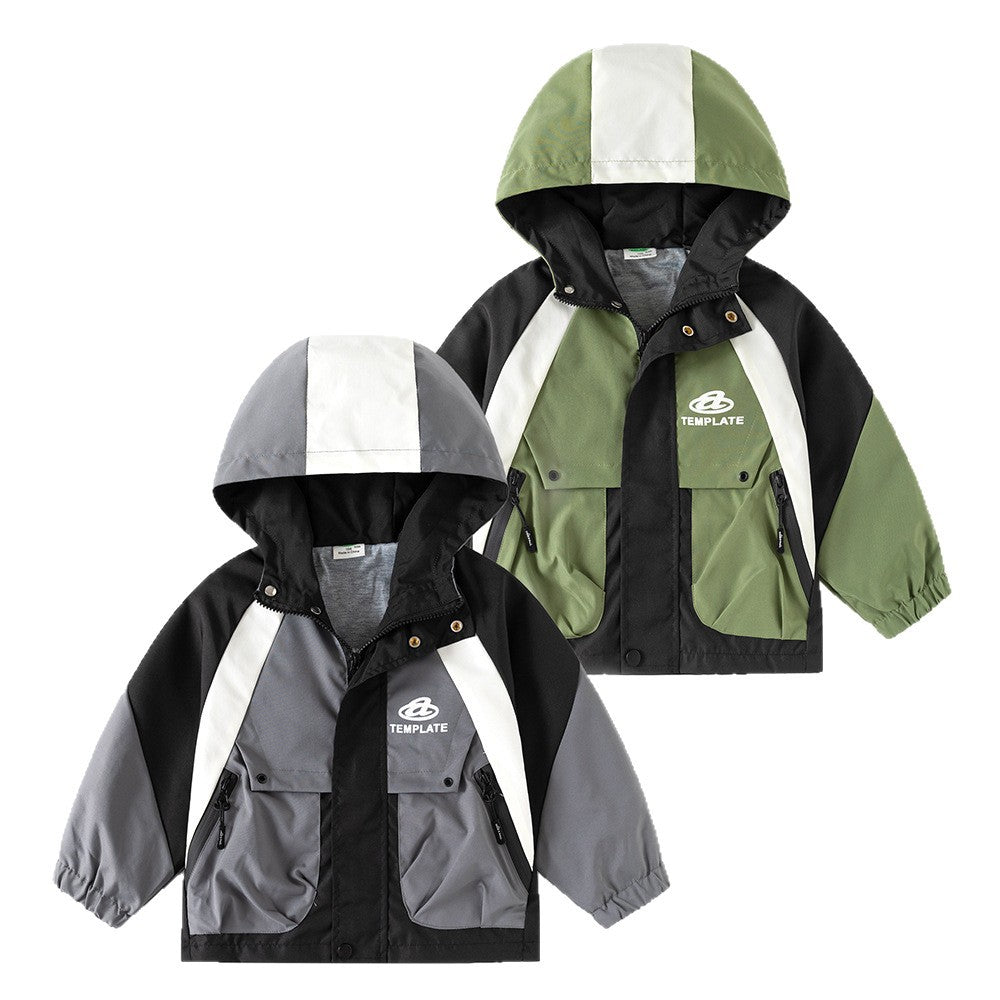 Boy's Children's Windbreaker Jacket for Autumn, Mid to Large Kids