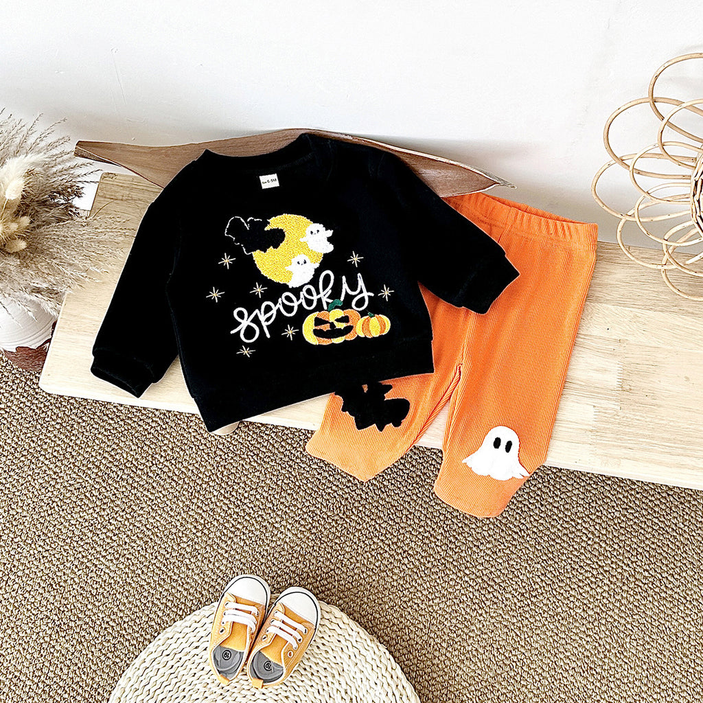 Pumpkin Ghost Bat Long Sleeve Top Set