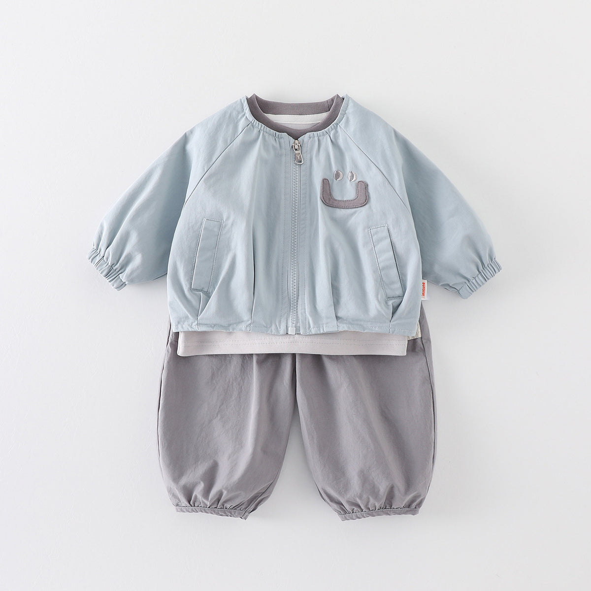Casual Spring and Autumn Outfit for Boys, 3-Piece Set with Jacket and Pants, Infant and Toddler Clothing