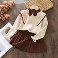 Charming Knitted Sweater and Pleated Skirt Set for GirlsSpring and Autumn Fashion Two-Piece Princess Dress Outfit