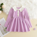 Fashionable Solid Color Long Sleeve Princess Dress Casual Winter Wear