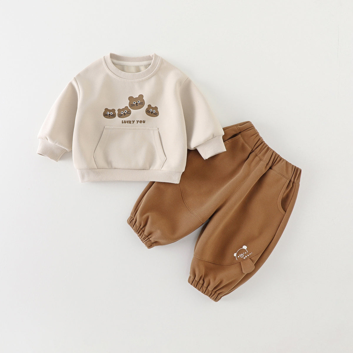 Cute Cartoon Baby Boy Autumn Long Sleeve Hoodie and Pants Set, Stylish Two-Piece Outfit