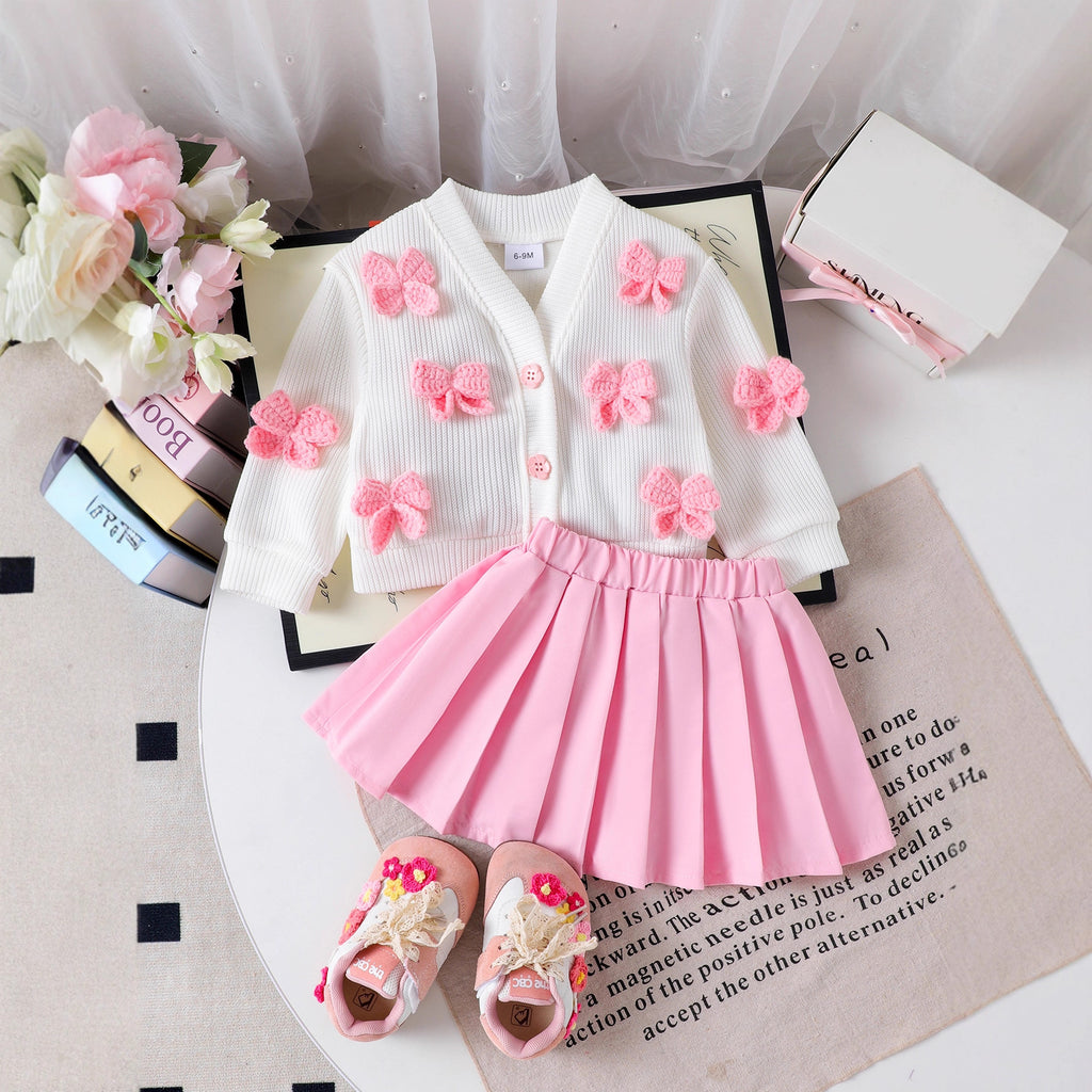 Bethany bow knit skirt set