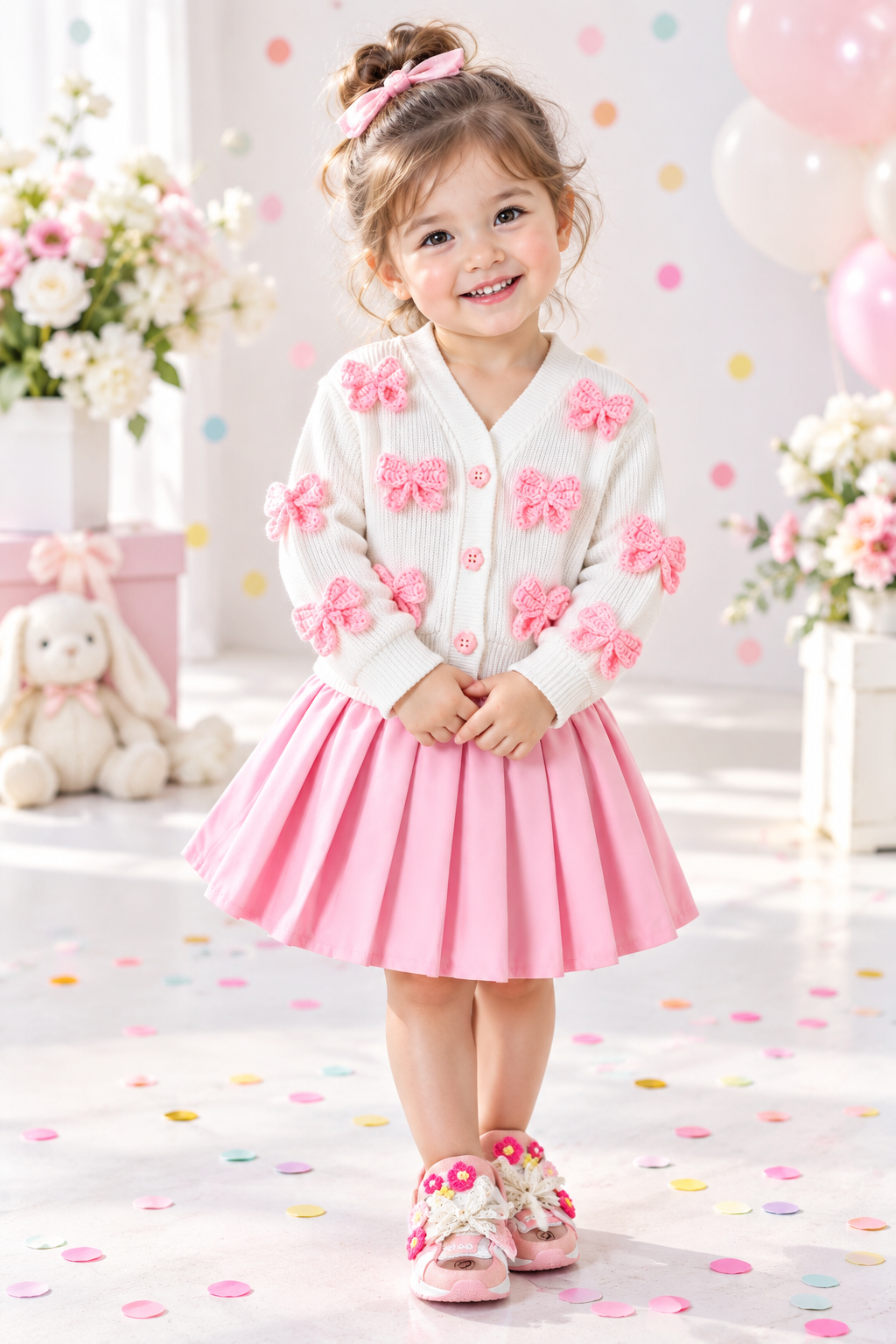 Bethany bow knit skirt set