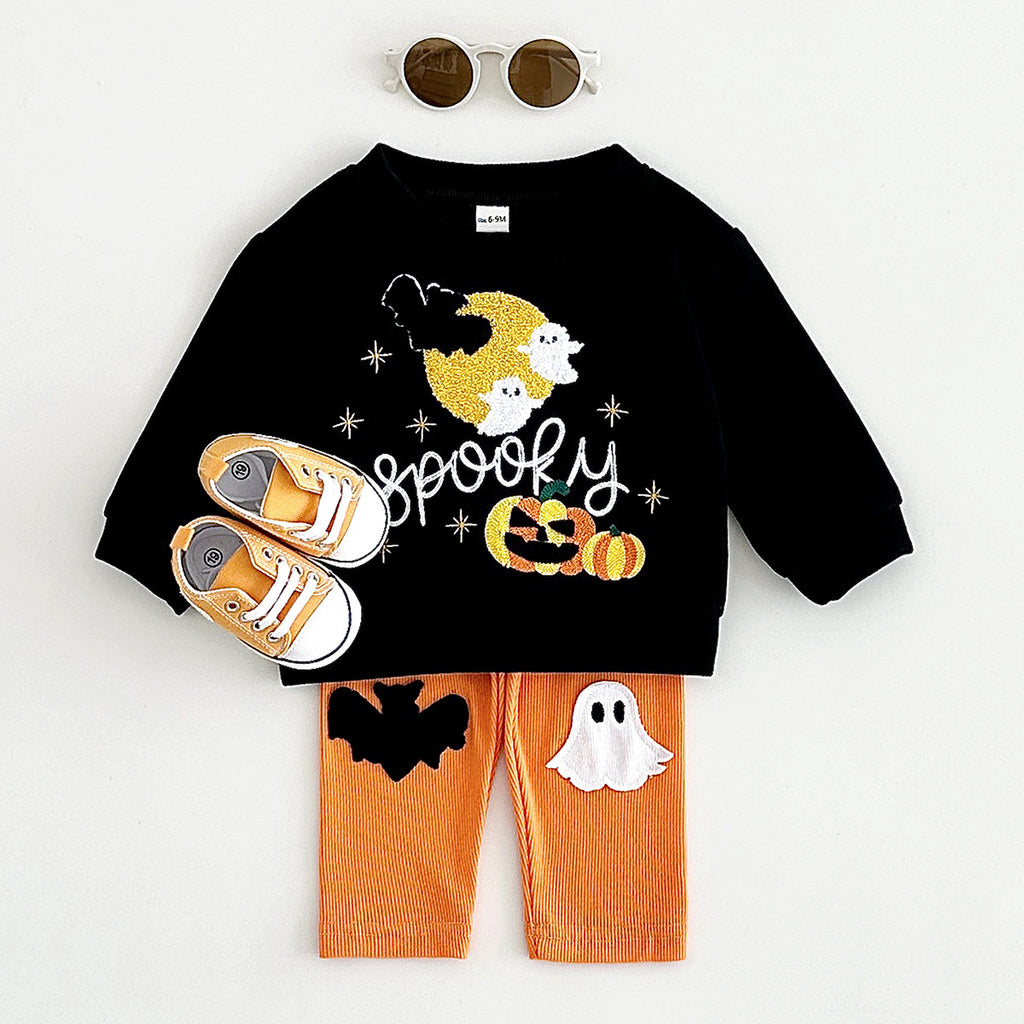 Pumpkin Ghost Bat Long Sleeve Top Set