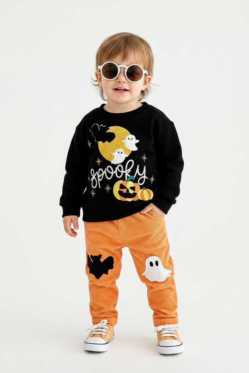 Pumpkin Ghost Bat Long Sleeve Top Set