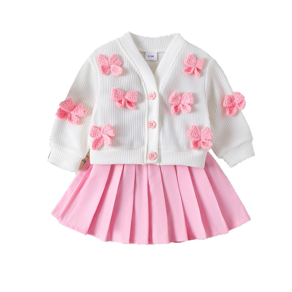 Bethany bow knit skirt set