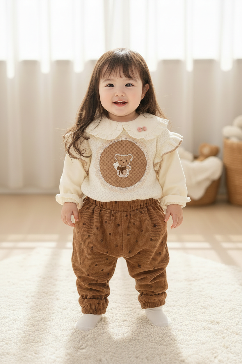 Baby Girl in Cream Knit Set - Updated