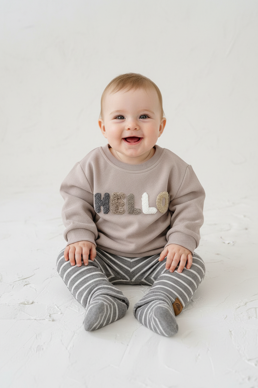 Baby in Hello Sweatshirt Set