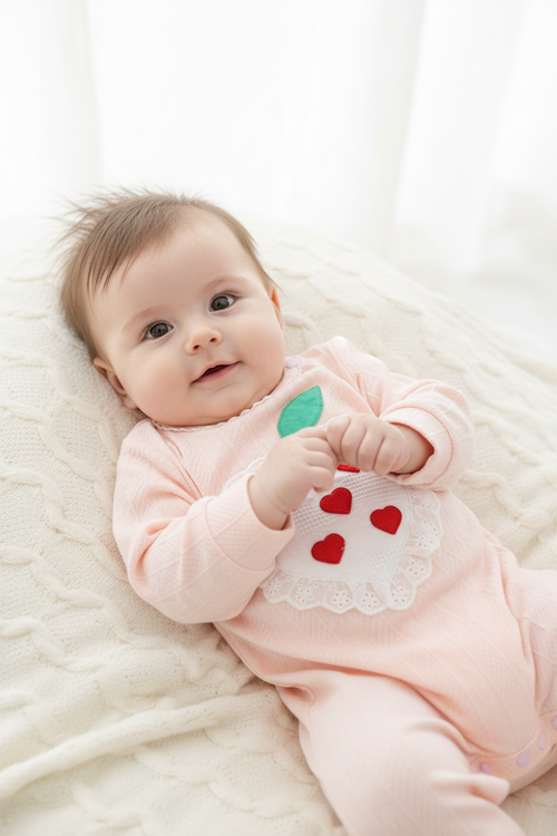 Baby in Pink Apple Romper