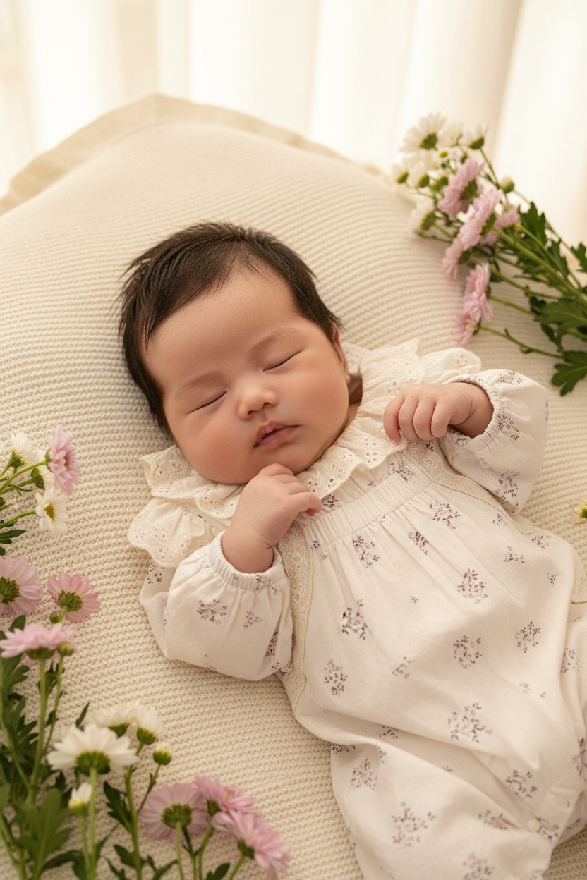 Baby in White Floral Romper