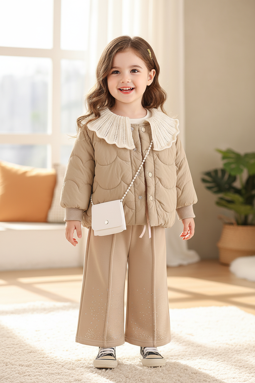 Beige Scallop Outfit on Toddler