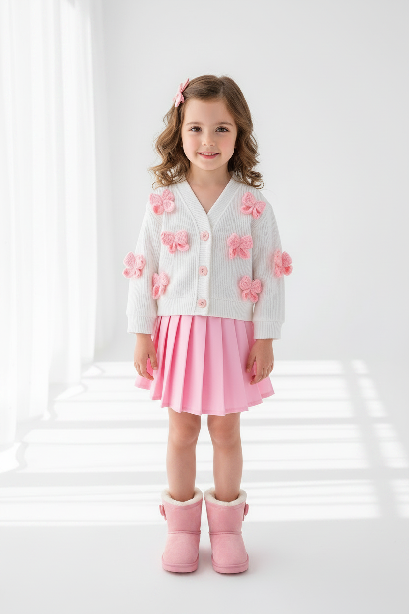 Butterfly Cardigan Set with Snow Boots