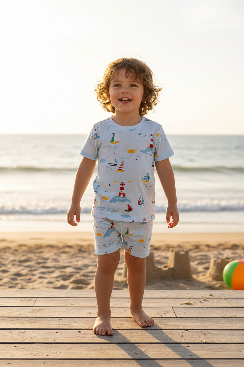 Child in Nautical Sailboat Outfit