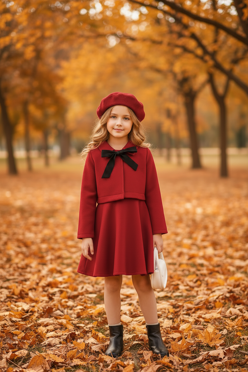 Girl in Red Outfit - Black Boots