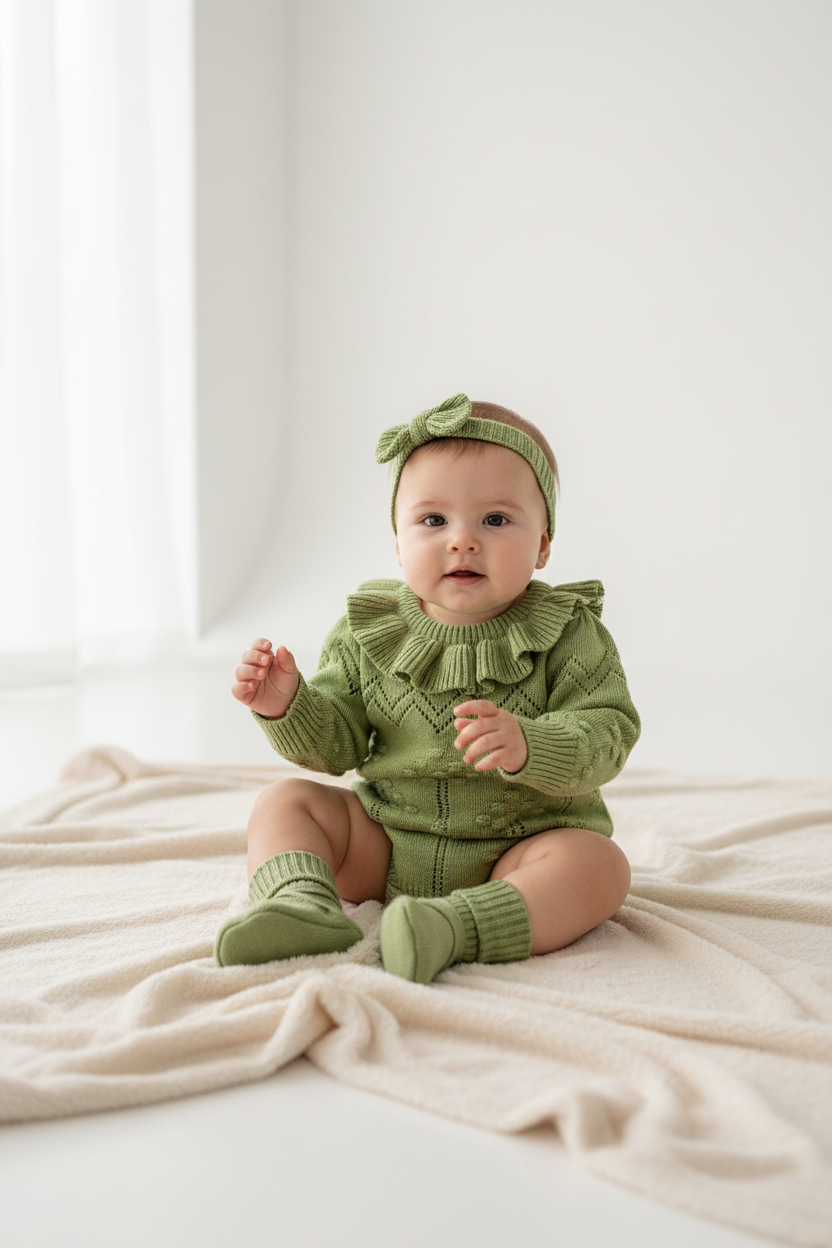 Green Knit Romper