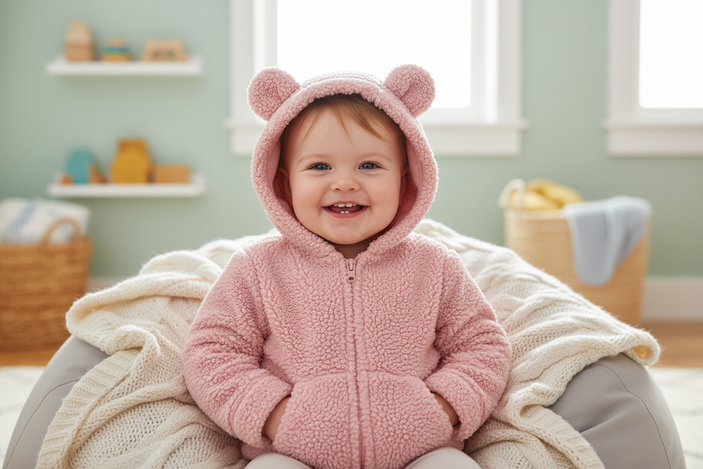 Pink bear hoodie advertisement