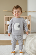 Toddler Boy in Moon Sweatshirt Set