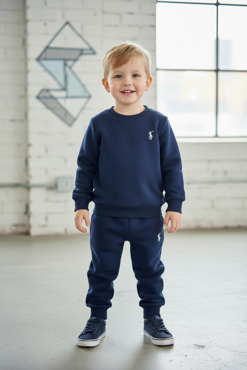 Toddler Boy in Navy Set with Navy Trainers