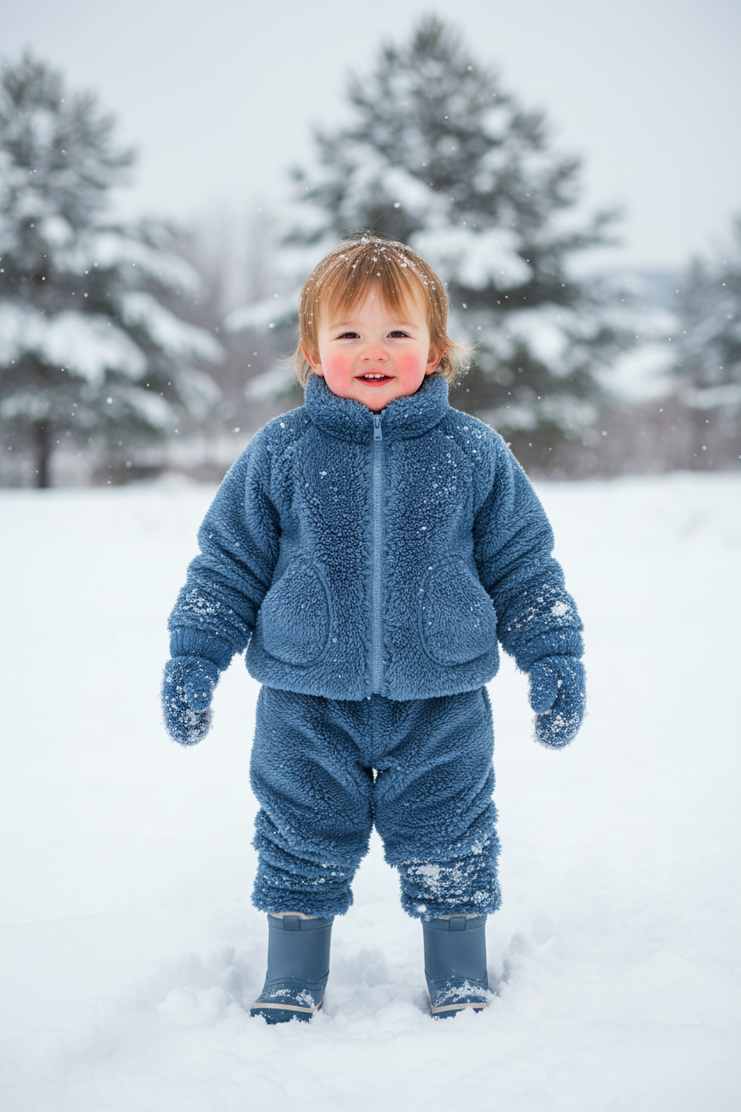 Toddler in Blue Teddy Set