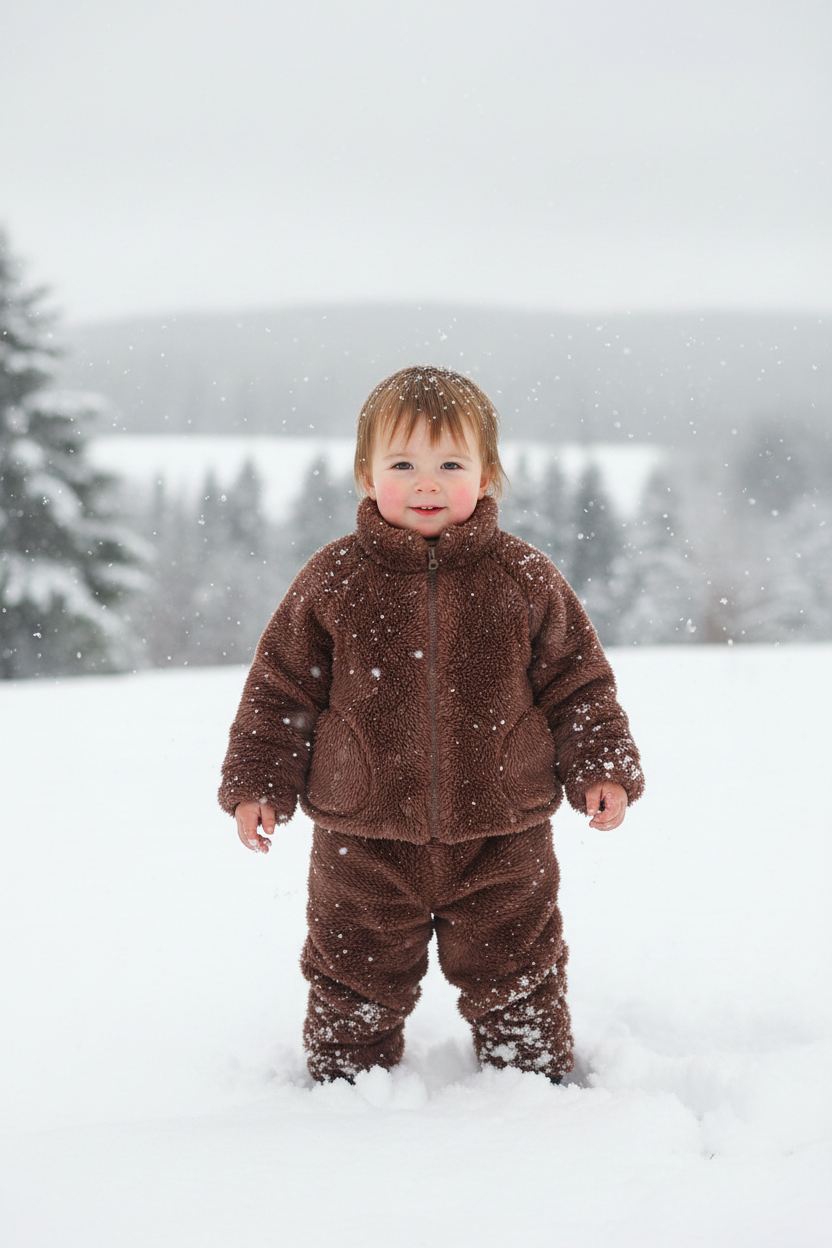 Toddler in Brown Teddy Set