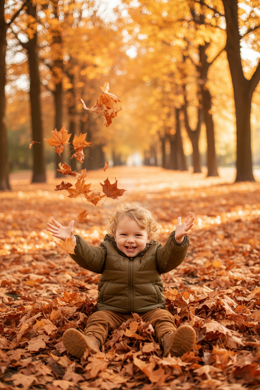 Toddler in olive green puffer jacket